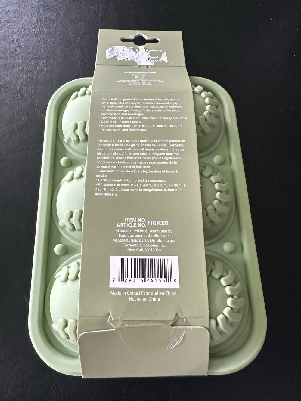 CWC Silicone Baseball Ice Mold Tray in Light Green